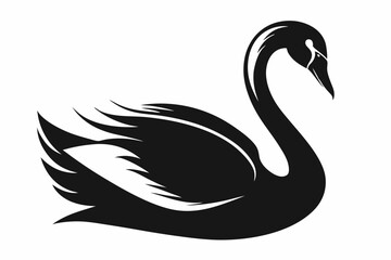 whooper swan line art silhouette vector illustration