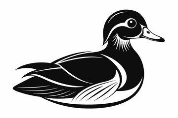 wood duck line art silhouette vector illustration