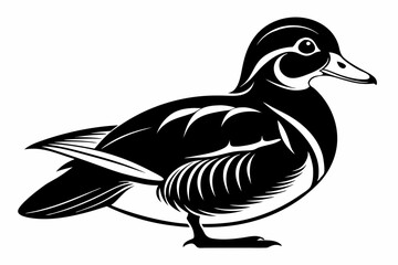 wood duck line art silhouette vector illustration