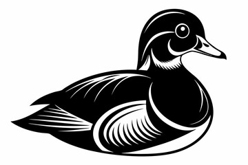 wood duck line art silhouette vector illustration