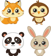 Cute Forest Animals Vector Illustration
