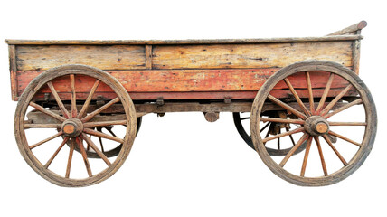 Fototapeta premium Old wooden wagon isolated on transparent background