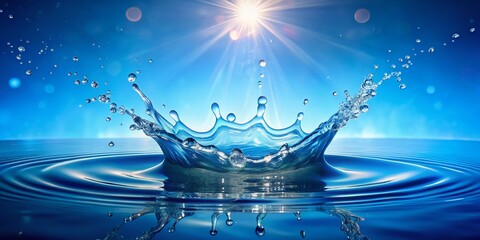 Vibrant Blue Water Splash Background with Copy Space - Drone Aerial View