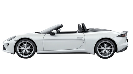 White generic convertible sports car isolated on transparent background, side view