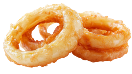 Delicious crispy onion rings with transparent background