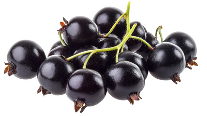 Close-up of fresh black currants showing rich color and texture on transparent background