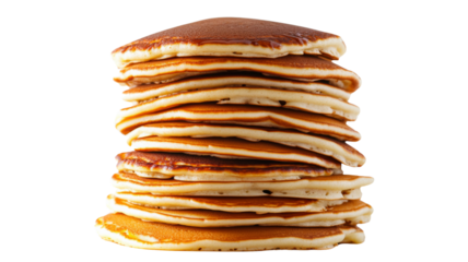 Stack of pancakes forming a delicious tower on transparent background