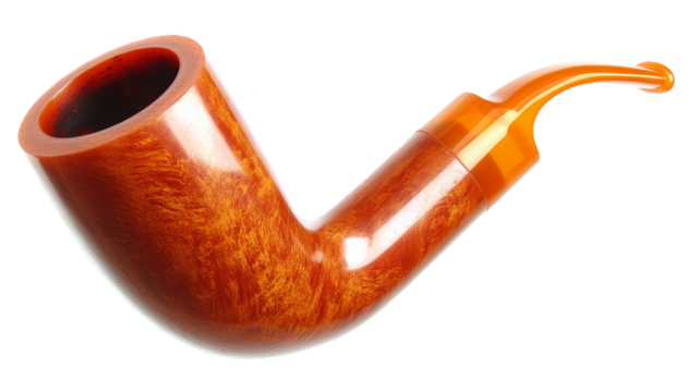 Elegant orange smoking pipe isolated on transparent background