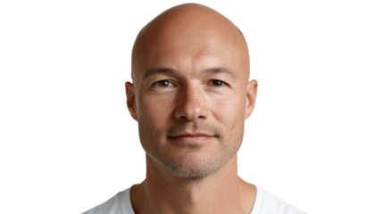 Portrait of confident bald man with transparent background