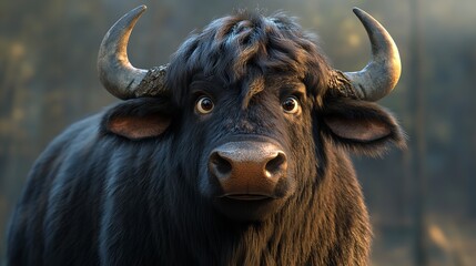 Naklejka premium Cute buffalo clipart design illustration