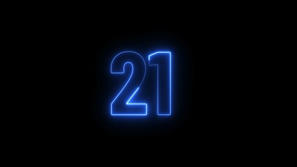 Abstract glowing neon business 21 number concept illustration background.
