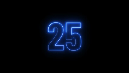 Abstract glowing neon business 25 number concept illustration background.