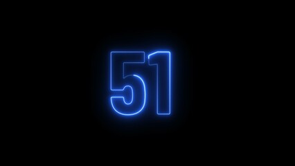 Abstract glowing neon business 51 number concept illustration background.
