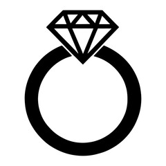 A diamond ring icon on a white background.Elegant Diamond Ring Silhouette Illustration.Diamond Ring Silhouette Elegant Illustration Jewelry Design.
