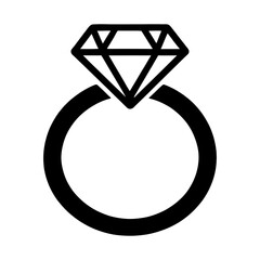 A diamond ring icon on a white background.Elegant Diamond Ring Silhouette Illustration.Diamond Ring Silhouette Elegant Illustration Jewelry Design.
