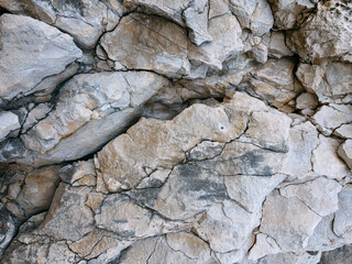 Natural rocky surface with intricate patterns and textures in beige tones, beauty of geological formations