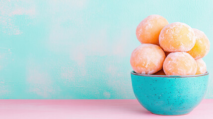 Indian Dishes, Background, A bowl of creamy gulab jamun with syrup, enhanced and high fidelity image.