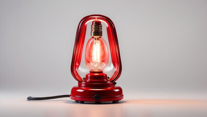 Stylish Red Lamp Isolated on White for Modern Interior Design