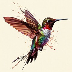 Obraz premium The abstract hummingbird, a blur of color and motion, danced through the air like a fleeting dream.