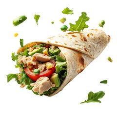 Fresh Tuna Avocado Tomato Wrap Isolated on Transparent Background