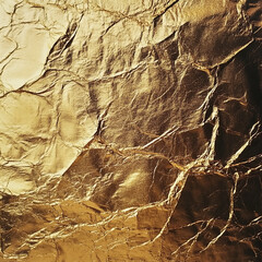 Fototapeta premium Shiny gold foil texture with metallic surface and reflective details, perfect for luxury backgrounds, packaging, invitations, and design