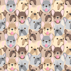 French Bulldog. Seamless animal pattern, background, print. Vector illustration