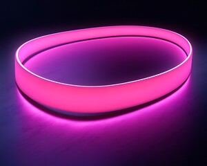 Glowing pink oval platform on dark background.