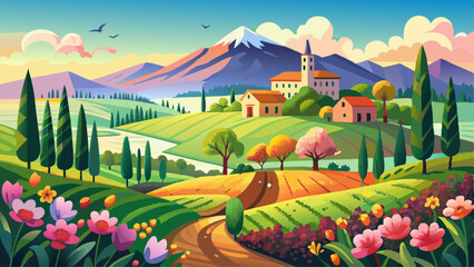 Fototapeta premium Beautiful spring landscape in Tuscany, Italy