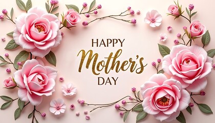 beautiful mother's day greeting card showcasing charming roses, soft pastel hues, and creative typography, designed for both print and digital