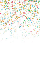 Fototapeta premium colorful birthday sprinkles falling isolated on transparent background,png happy birthday and party celebration vertical social media design element