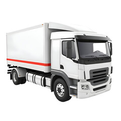 Modern White Delivery Truck Isolated on White Background