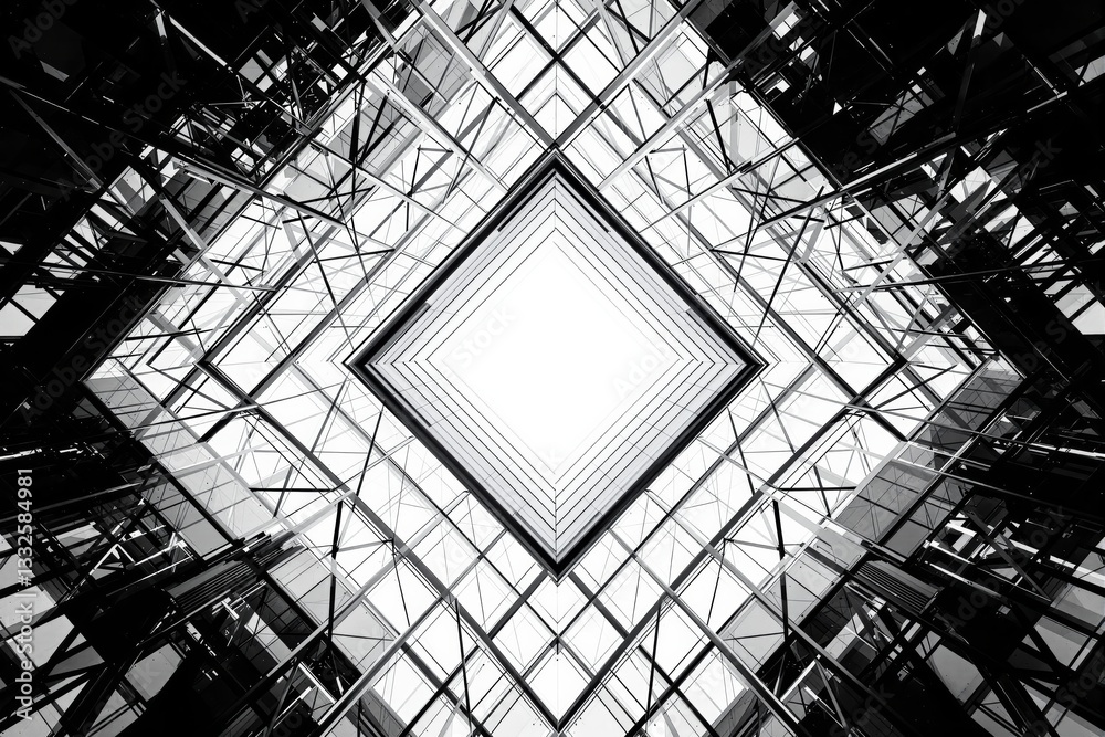 Poster abstract geometric composition of glass architecture.