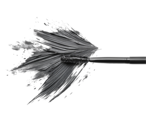 Black Mascara Wand with Bristles for Perfect Eyelashes, Isolated on White Background