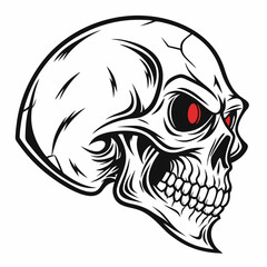 Sinister Skull with Glowing Red Eyes – Bold Edgy Vector Design