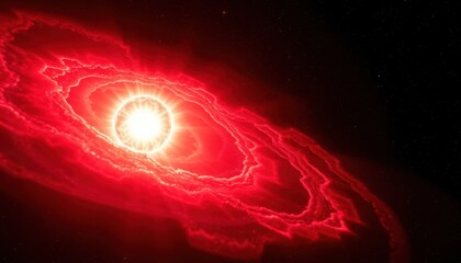 Distant Supernova Erupts in Luminous Red and Cyan Waves, Cosmic Landscape, Astrophotography, Outer Space, Celestial View