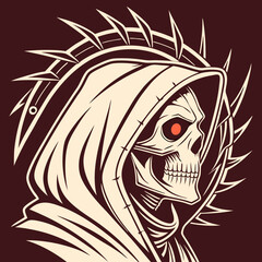 Sinister Skull with Glowing Red Eyes – Bold Edgy Vector Design