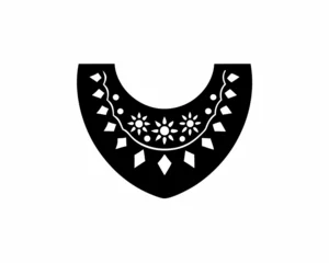 Fotobehang Hokusai The Great Wave creative details Necklace Icon vector illustration  © designbari01