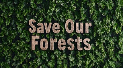 Save Our Forests Text on Lush Green Background for Environmental Campaign
