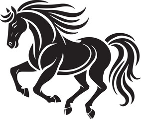 Horse running vector black and white