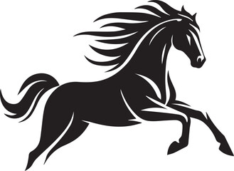 Horse running vector black and white