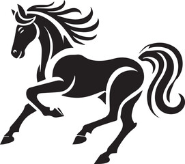 Horse running vector black and white