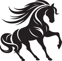 Horse running vector black and white