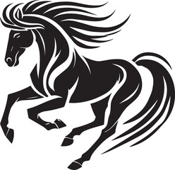Horse running vector black and white