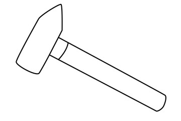 Hand drawn doodle hammer, vector illustration, black outline. Great for construction projects, DIY repairs, woodworking, and metalworking tasks