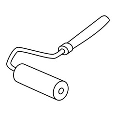 Hand drawn doodle paint roller, vector illustration, black outline. Great for painting projects, home improvement, DIY renovations, and construction illustrations