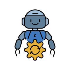process automation black line icon.