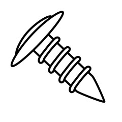 Screw, hand-drawn doodle vector illustration, black outline. 