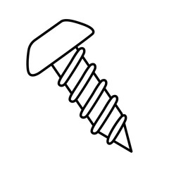 Screw, hand-drawn doodle vector illustration, black outline. 