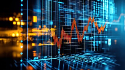 Fototapeta premium Analyzing market trends with data visualization techniques business environment digital analytics urban setting perspective on financial insights