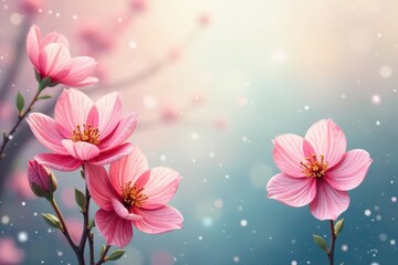 Soft watercolor blooms, muted tones, dreamy feel , serene, backdrop, elegant